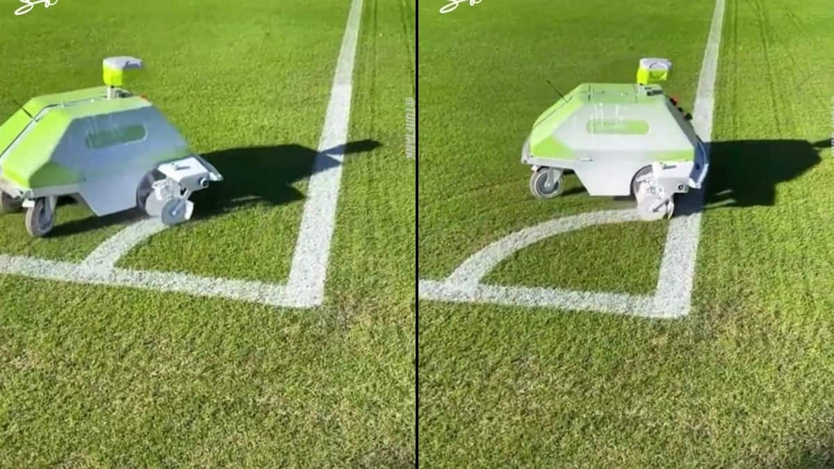 Baseball Field Robot Raking Autonomous robot that expertly marks out sports fields has everyone ...