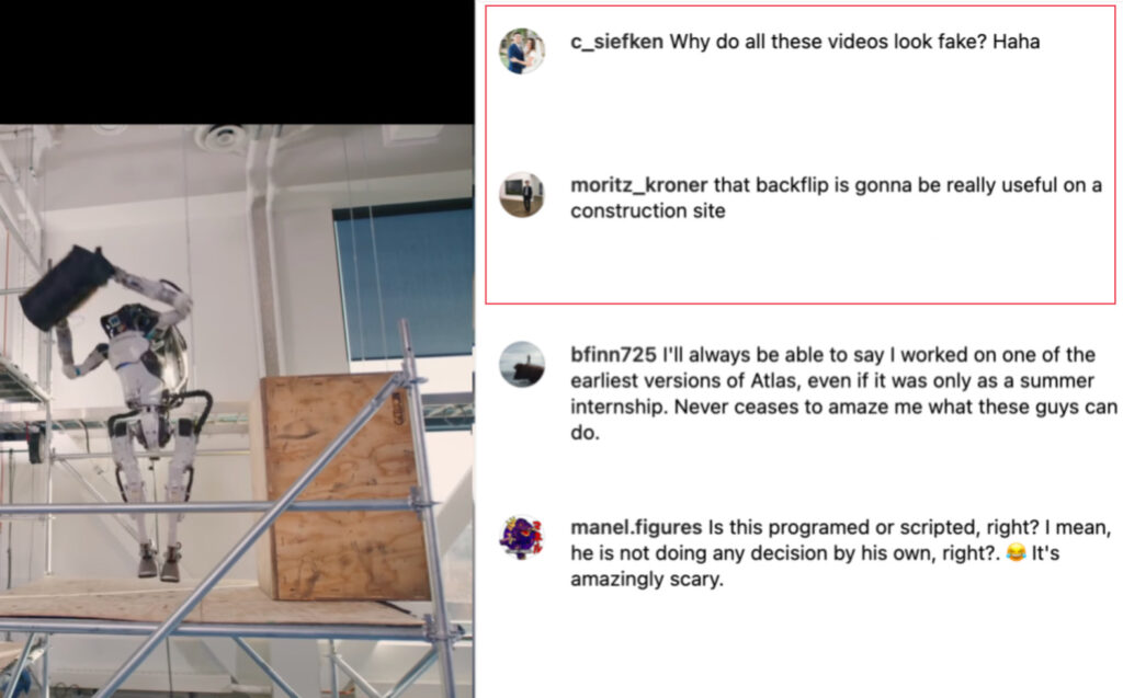 Boston Dynamics robot Atlas, comments