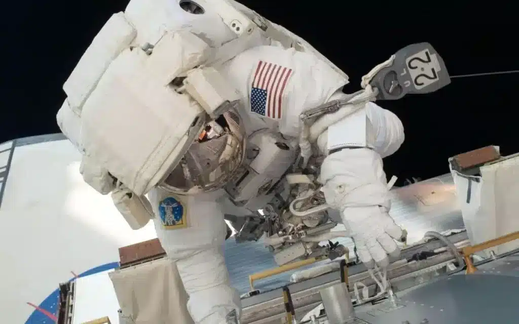 A Russian cosmonaut and his colleague venturing outside the International Space Station (ISS) on a spacewalk were told to 'immediately' leave the area after finding a blob in space