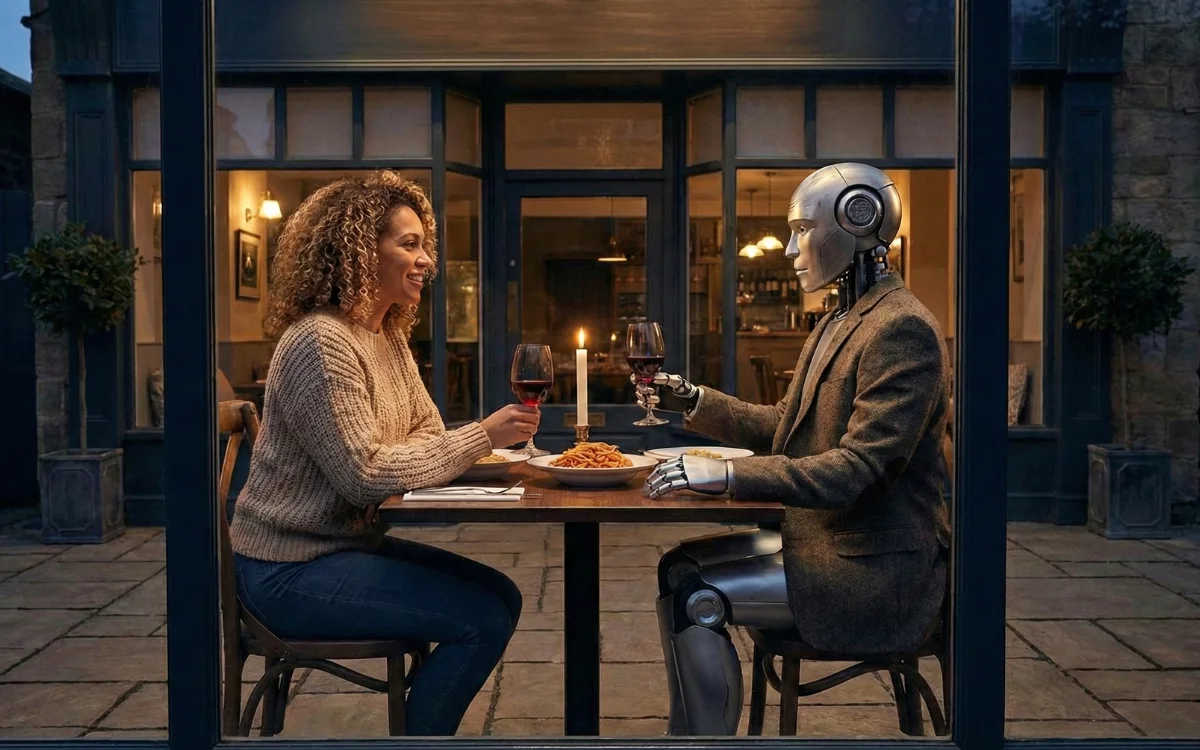 A New York bar hosted dates between humans and AI companions in a Valentine's experiment