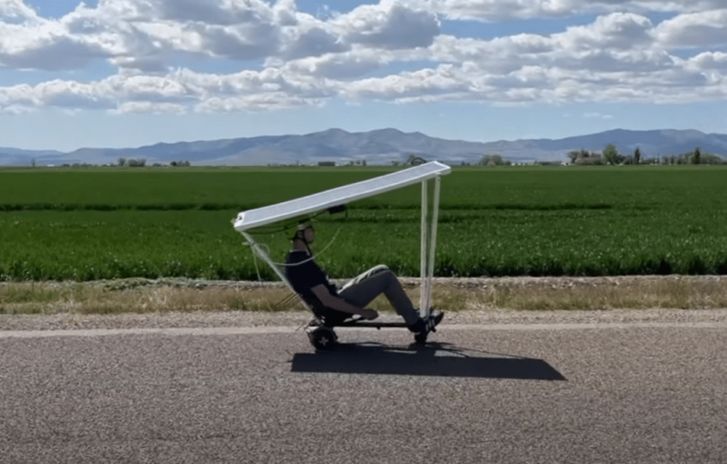 An American man built a solar powered car using a broken hoverboard, turning junk into a DIY vehicle with infinite range using only sunlight