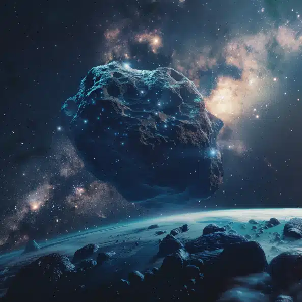Giant rock striking earth