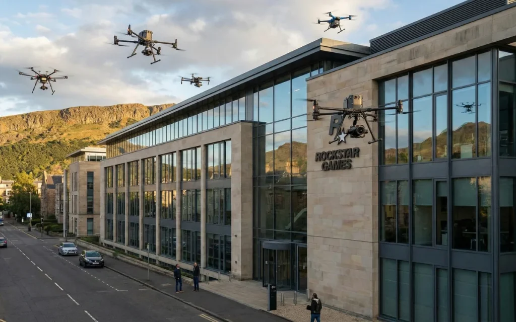 GTA 6 fans have been flying drones around Rockstar Games HQ to get a first sighting of the game