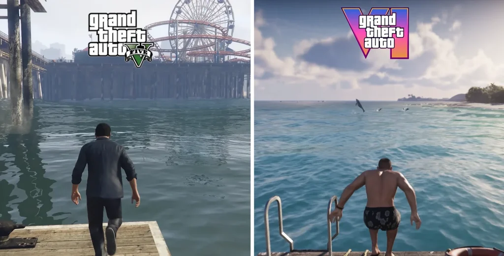 GTA V and GTA VI side-by-side footage shows just how wild the upgrade is with the new game