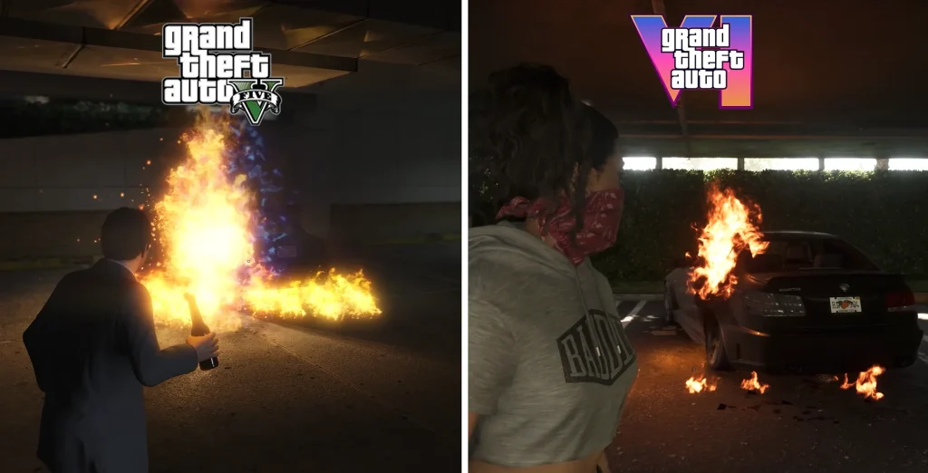 GTA V and GTA VI side-by-side footage shows just how wild the upgrade is with the new game