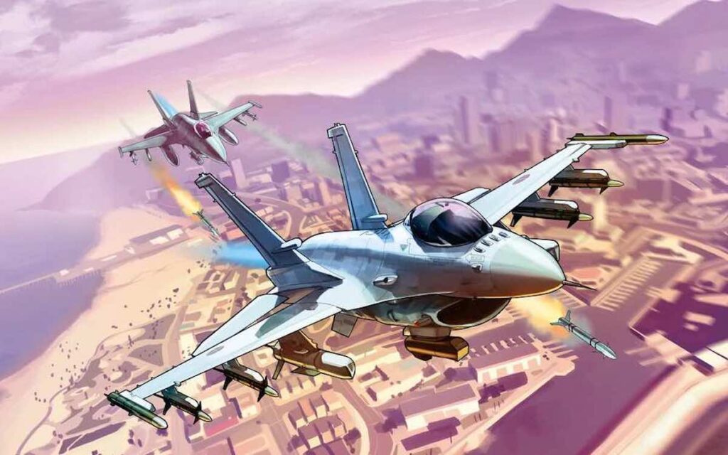 Planes racing in Grand Theft Auto Online