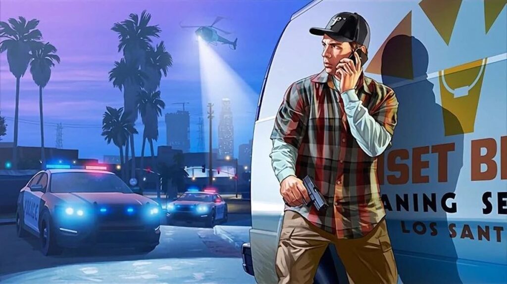 Player in police pursuit in Grand Theft Auto Online
