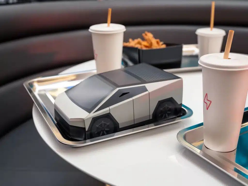California man shows how Tesla Optimus robot serves popcorn in new Tesla Diner in Los Angeles