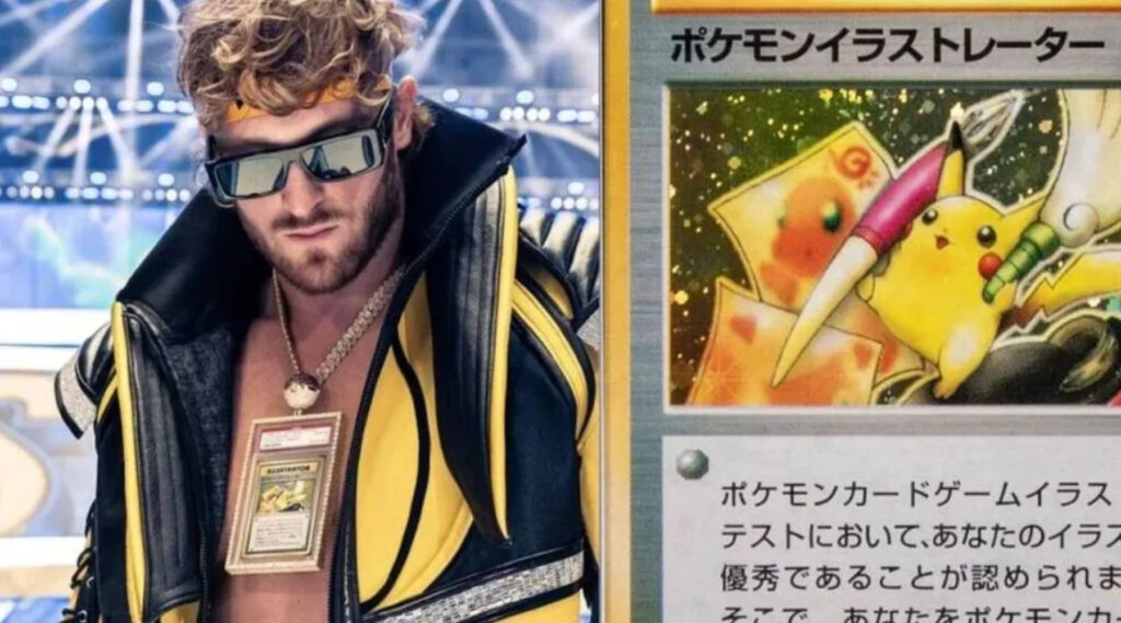 Logan Paul wearing his Pokémon card necklace