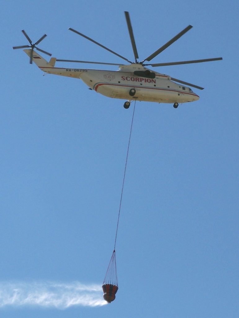 A Greek Mil Mi-26 carrying out firefighting duties over Athens.