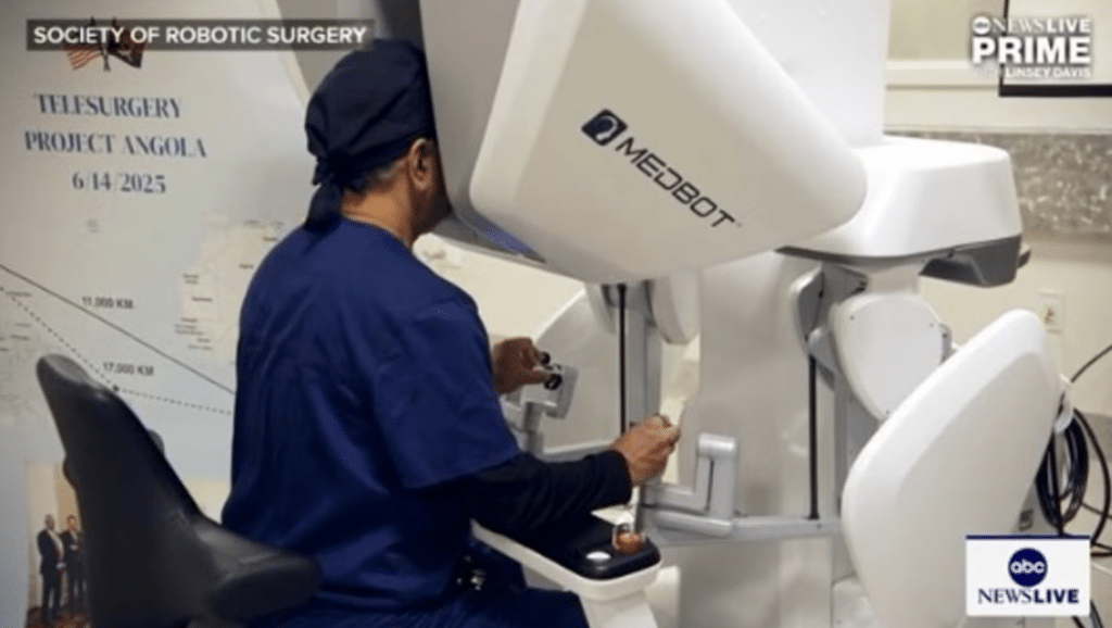 A Florida-based surgeon used a robot to remotely perform surgery on a cancer patient thousands of miles away in Angola, Africa