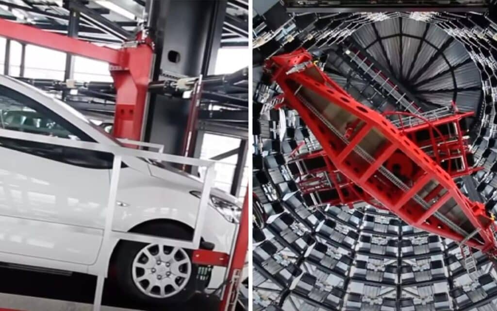 Futuristic robot car park