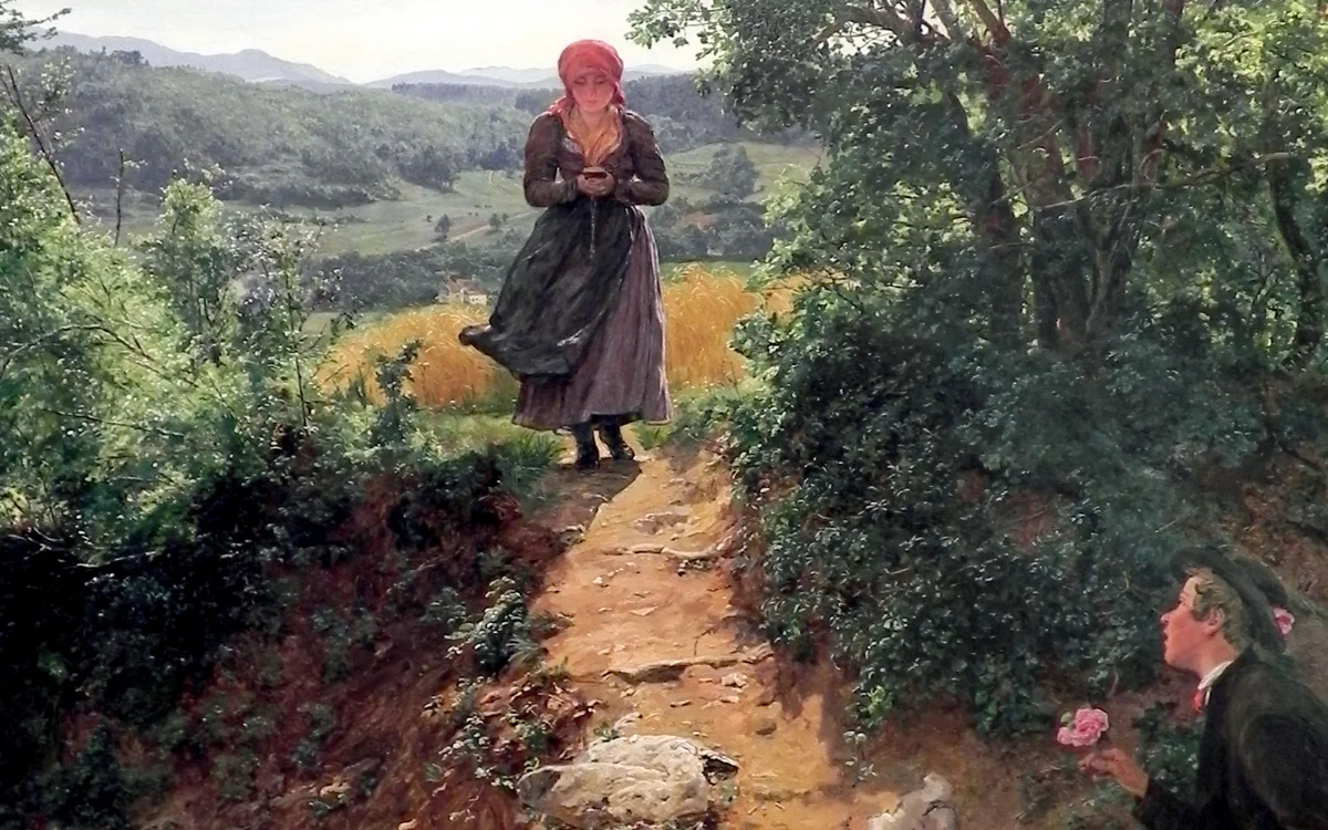 painting-of-time-traveling-woman-holding-iphone-explained