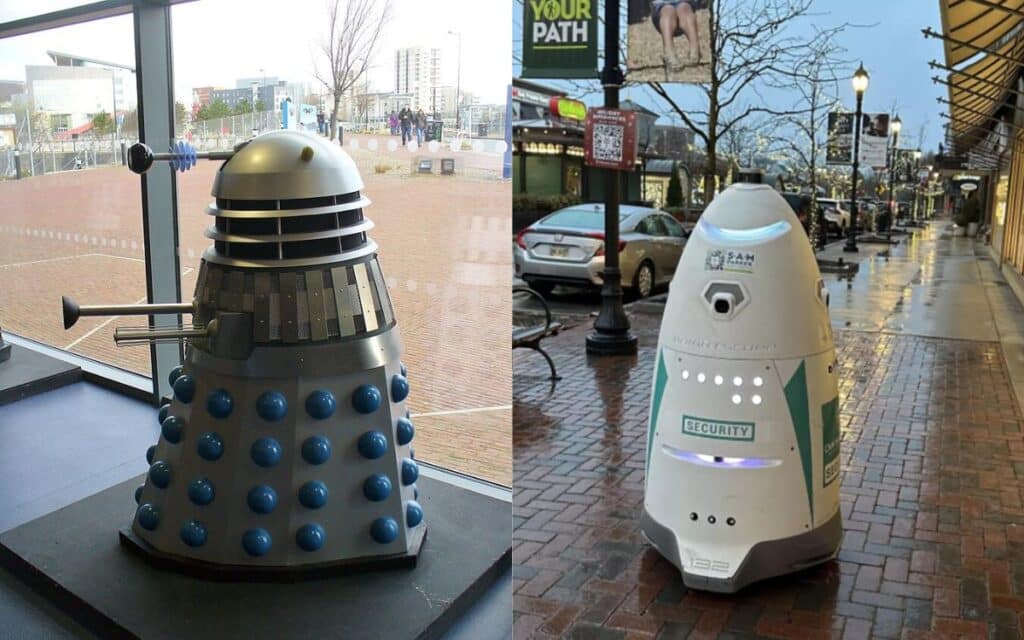Security robot at a mall looks straight out of Doctor Who