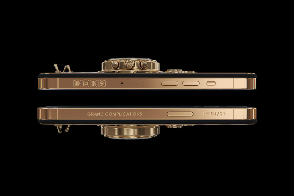 iPhone 14 with integrated Rolex Daytona side profile