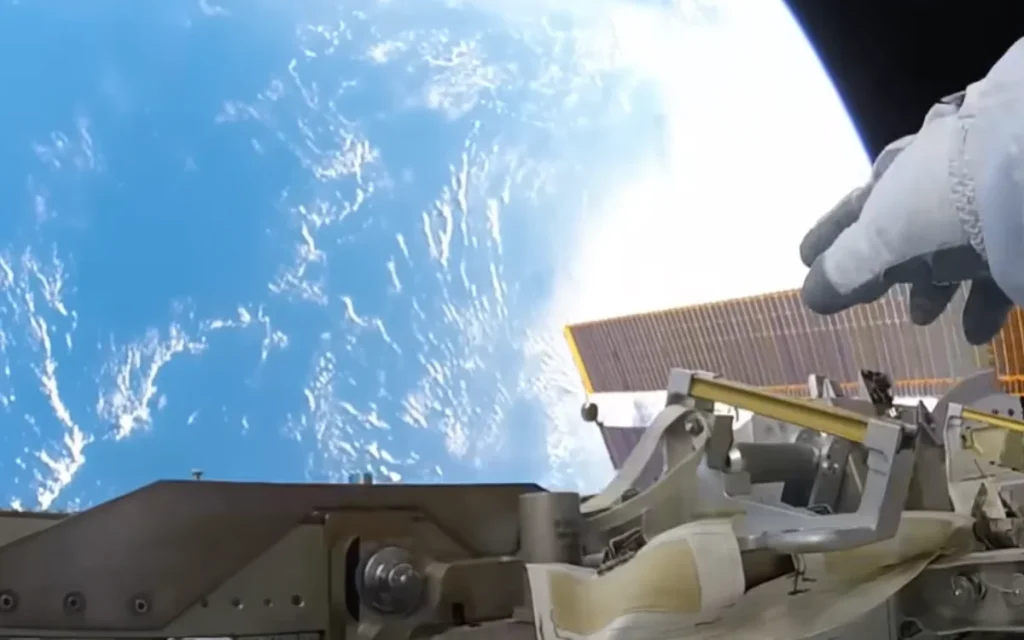 Nerve-wracking footage shows the POV of an astronaut doing a spacewalk on the International Space Station traveling at 17,500 mph 