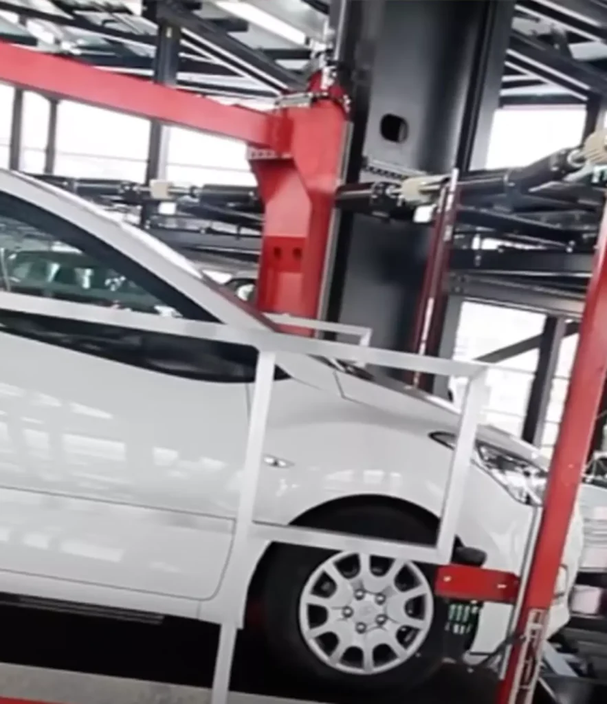 Futuristic robot car park