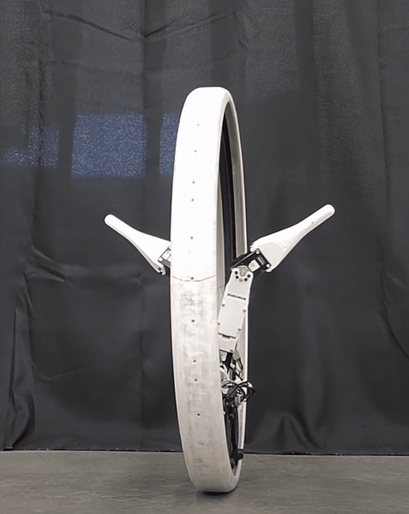 Fascinating 'Ringbot' monocycle robot rolls around and balances on two legs