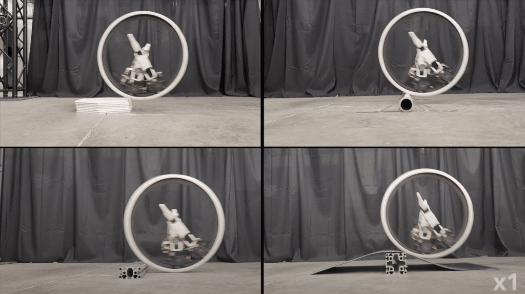 Fascinating 'Ringbot' monocycle robot rolls around and balances on two legs