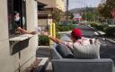 The drivable couch makes it through a drive-thru at.