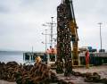 The chains used to hold the tidal turbine in place.